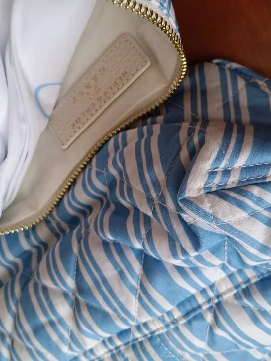 NWT Neely & Chloe Sky Blue & White Striped Cotton Tote with Insert Clutch - Picture 12 of 13